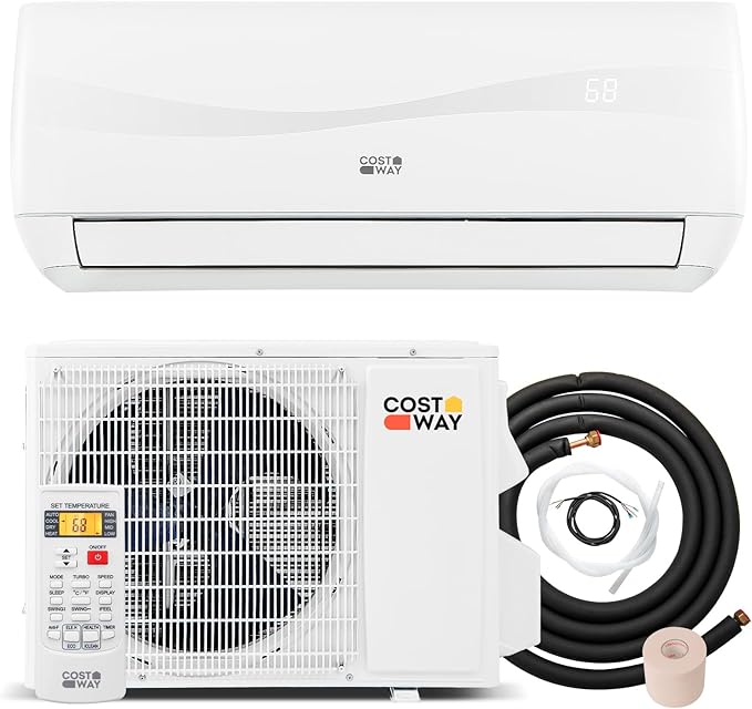 COSTWAY 9000BTU Mini Split Air Conditioner& Heater, 19 SEER2 115V Wall-Mounted