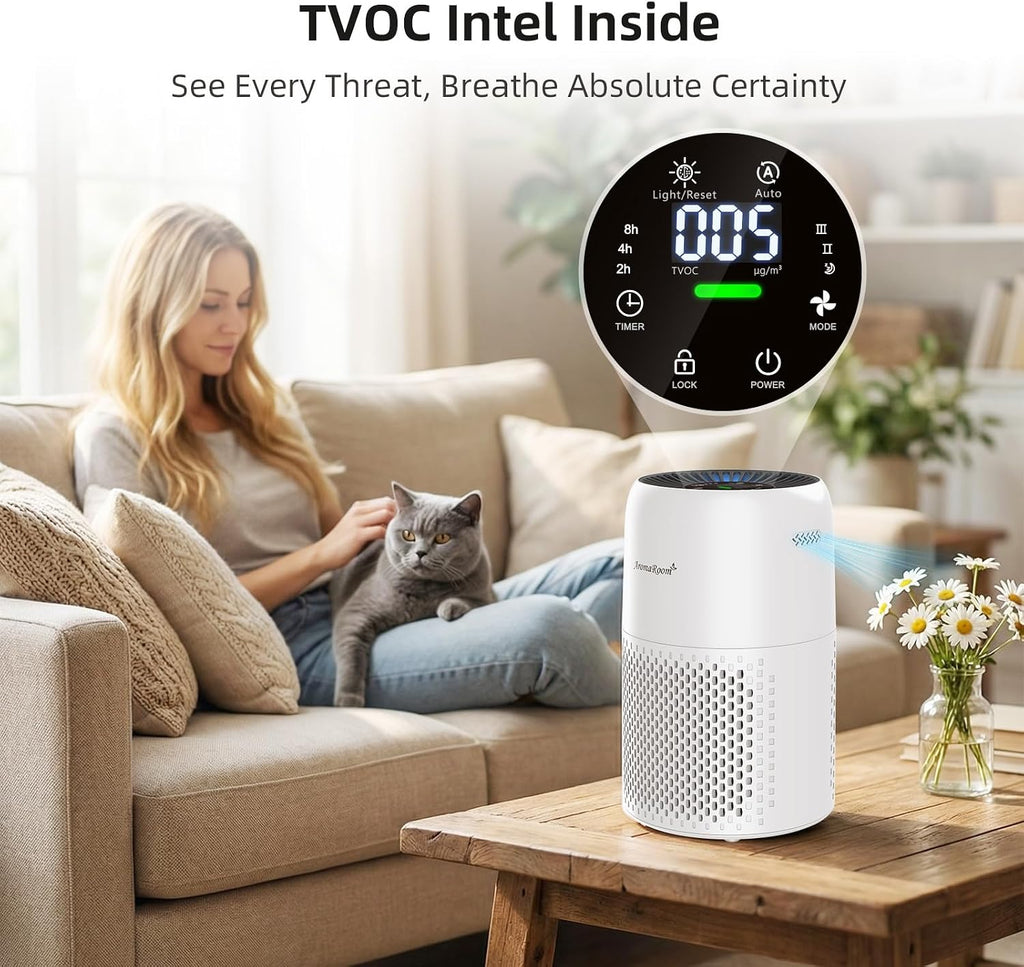 AromaRoom Pet Air Purifier with True HEPA, for Odors and Hair