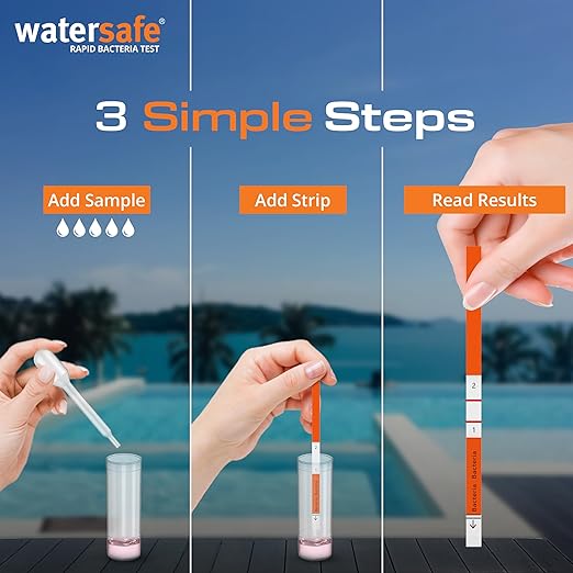 Pool and Spa Rapid Bacteria Test by Watersafe, Detects Down to 1 Bacteria/μL (Pack of 10)