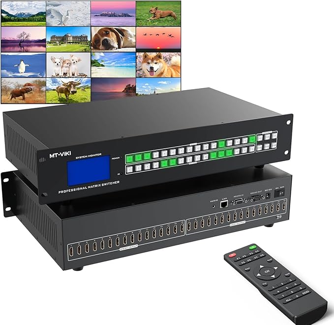 MT-VIKI 16X16 4K HDMI Matrix Switch Support Web GUI & 3.5mm Stereo Audio