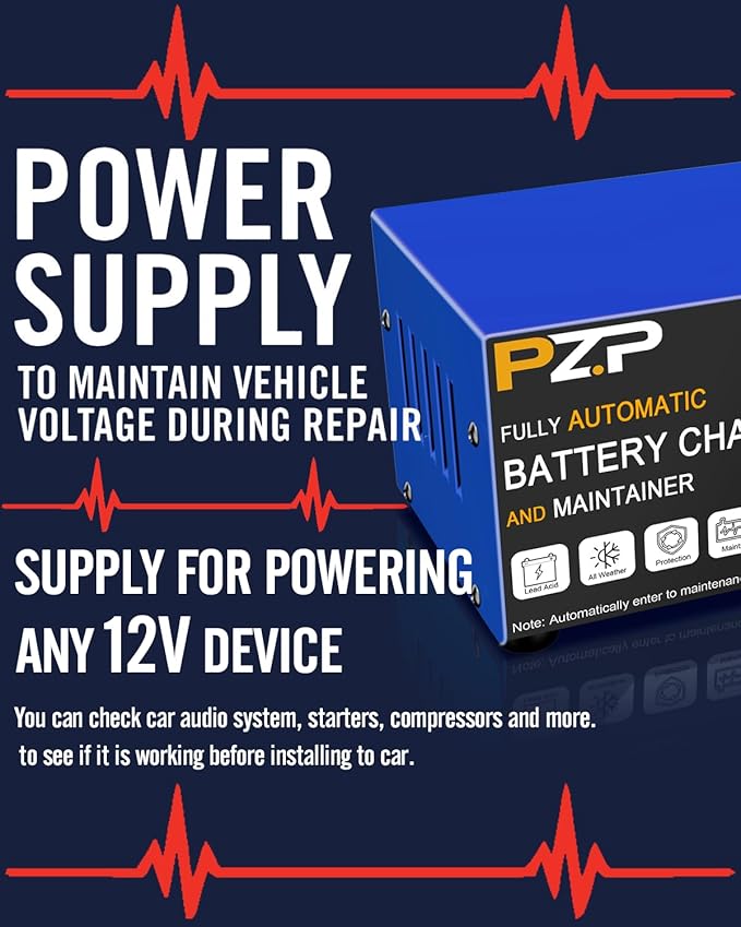 12v Smart Car Battery Charger, 5Amp Fully-Automatic Trickle Charger, Battery
