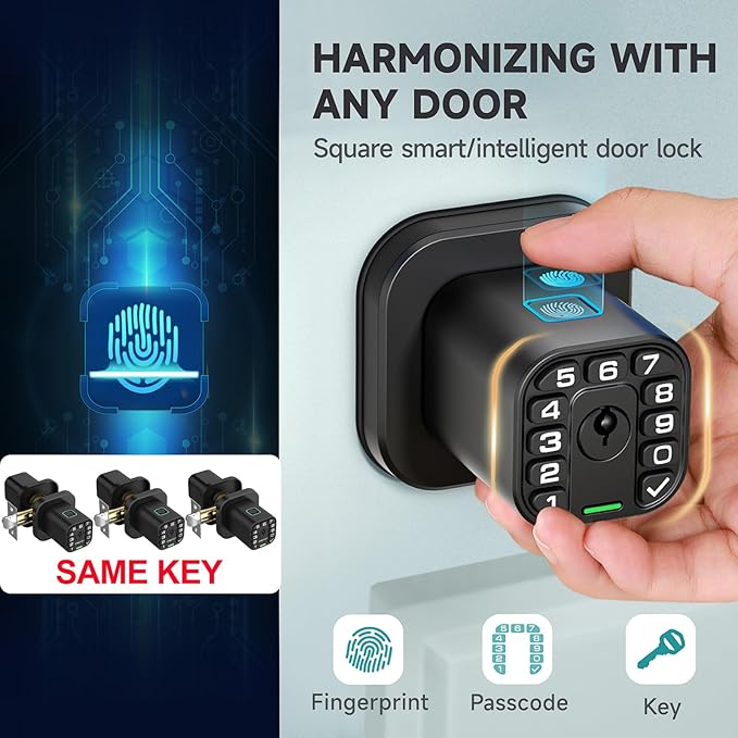 Richelock Fingerprint Door knob, Smart Biometric Door Lock