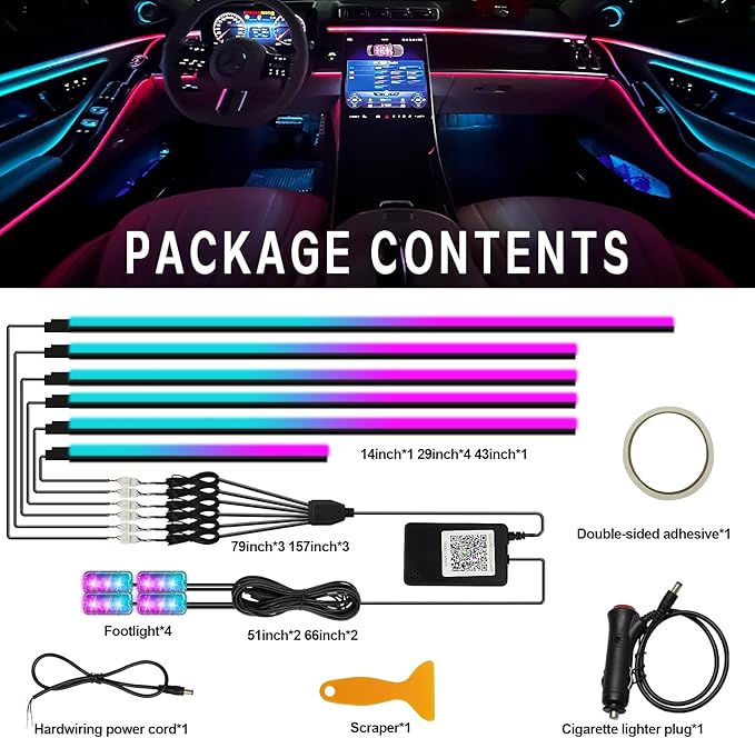 Dreamcolor Acrylic Interior Car Light 10 in 1 Automotive Ambient Light Kits