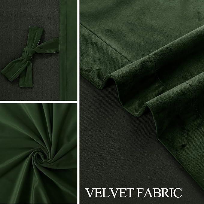 JIUZHEN Oliver Green Velvet Curtains 84 inches (Set of 2)