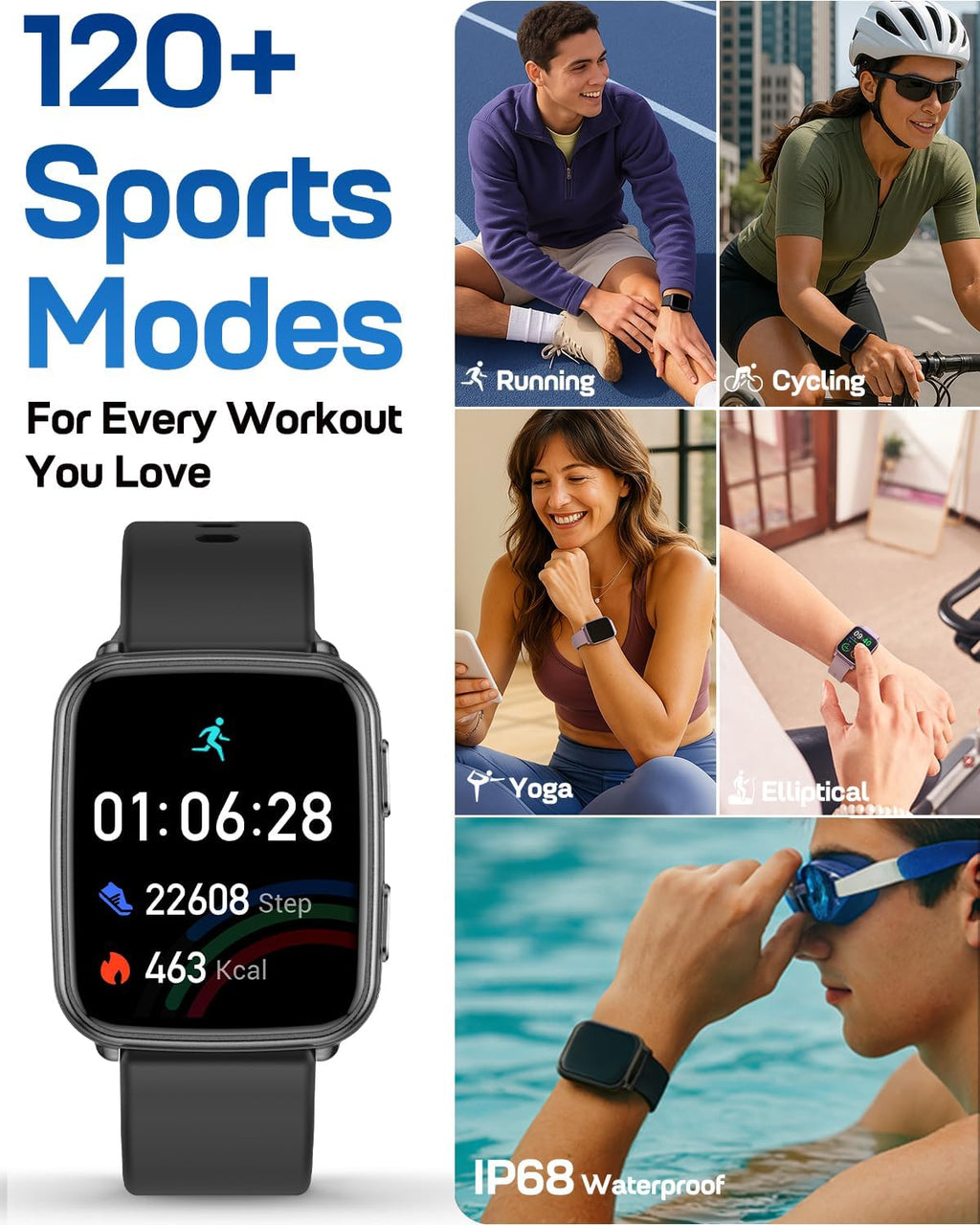 morepro fitness tracker with 24/7 heart rate &, package contents
