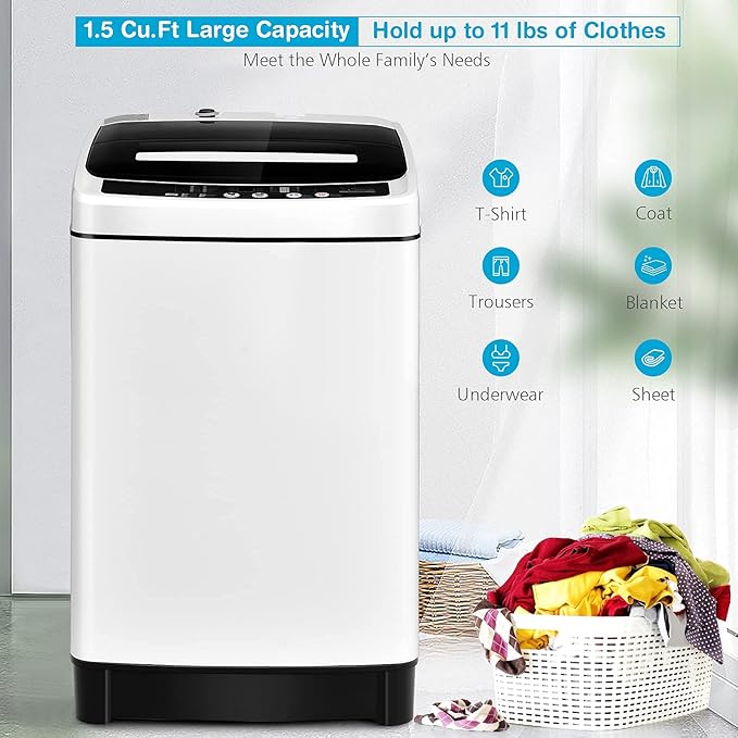 Giantex Portable Washing Machine, 2 in 1 Full Automatic Laundry Washer 1.5Cu.Ft