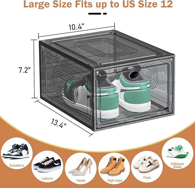10 Pack Thicken Shoe Organizer Stackable, Upgraded Sturdy Shoe Storage Box