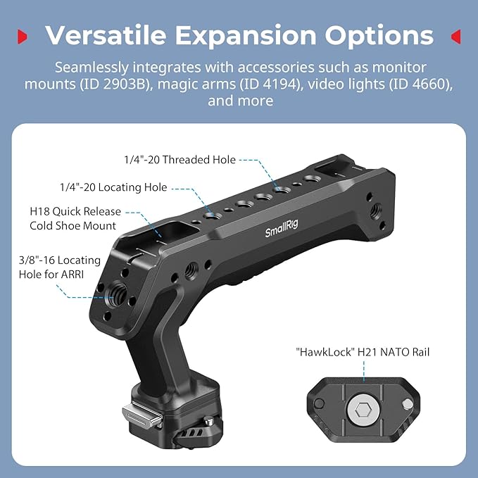 SMALLRIG Quick Release Top Handle, Dual-Direction & Compatible QR-Slide NATO