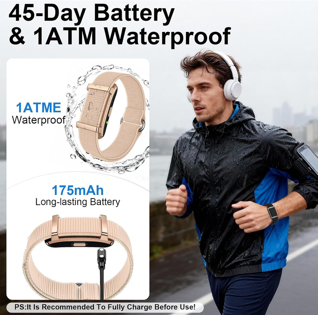 Smart Bracelet Fitness Trackers for Men Women, Smart Watch 24/7 Heart Rate Sleep Stress HRV Monitor, 170+ Sports Modes, 2 Bands, Free APP