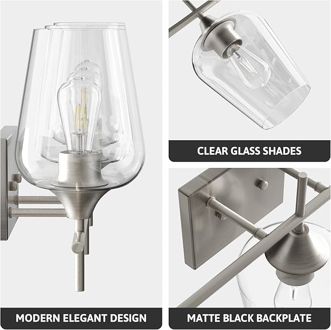 VONLUCE Bathroom Vanity Light, 3 Light Bathroom Light Fixture Over Mirror