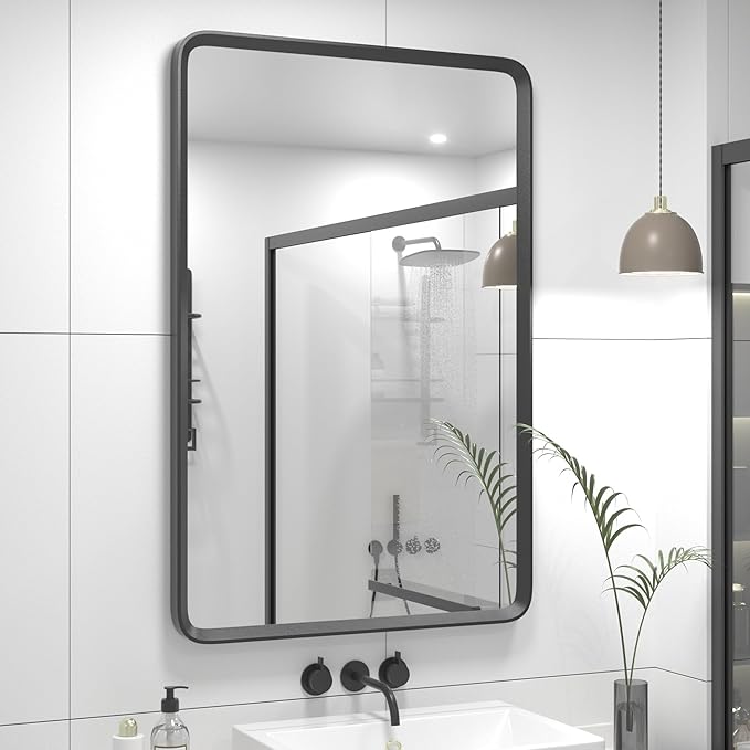 24x36 Black Matte Bathroom Mirror