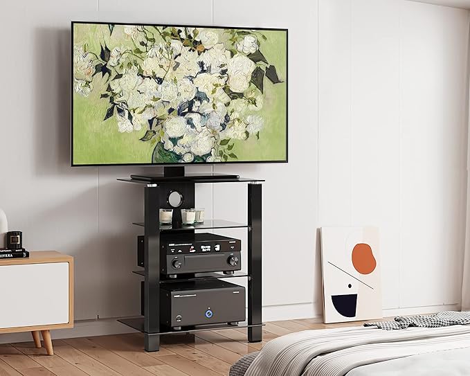 FITUEYES 4-Tier AV Media Cabinet Stand Component Cabinet, Gaming TV Stand and