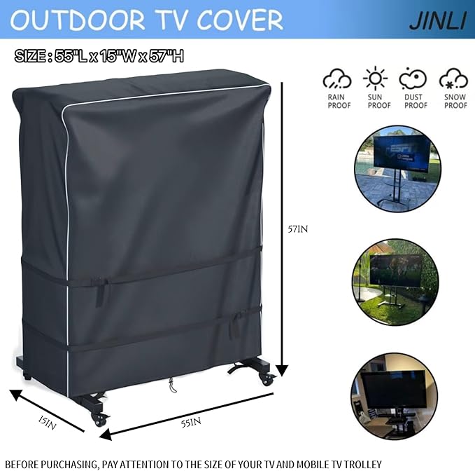 JINLI 55-60 inch outdoor TV trolley cover, courtyard TV cover, Oxford fabric