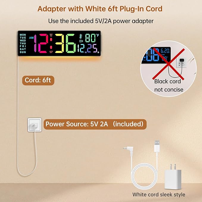 Soobest 14.2" Large Digital Wall Clock