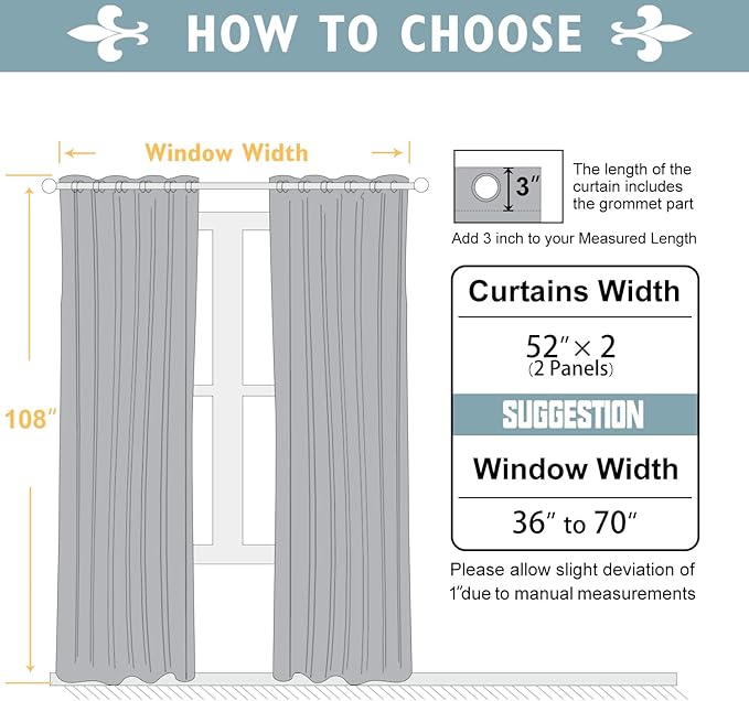ChrisDowa 100% Blackout Curtains 108 inch Long