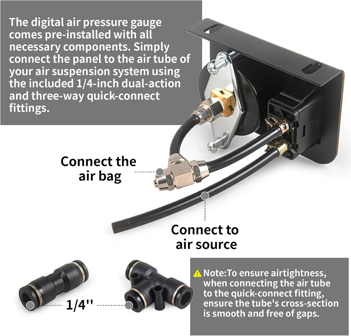 air gauge control kit in-cab single panel paddle, side view