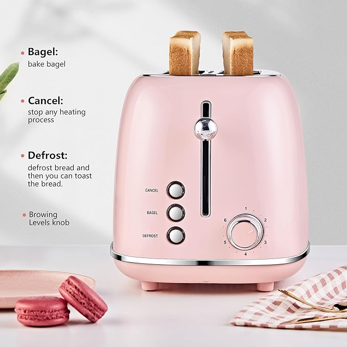 Roter Mond 2 Slice Toaster Retro Stainless Steel
