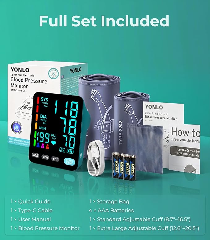 YONLO Blood Pressure Monitor, Automatic Upper Arm Blood Pressure Monitors