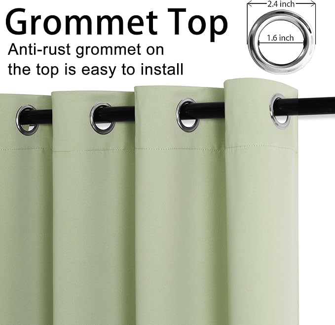 JIUZHEN Light Green Blackout Curtains