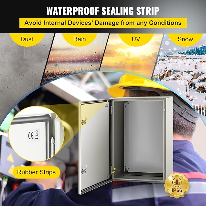 VEVOR NEMA Steel Enclosure, IP66 Waterproof & Dustproof, Outdoor/Indoor