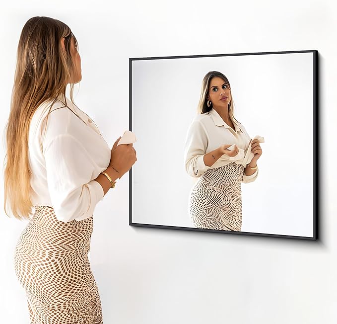 Black Bathroom Mirror for Wall, 36x40 Inch Rectangle Mirrors