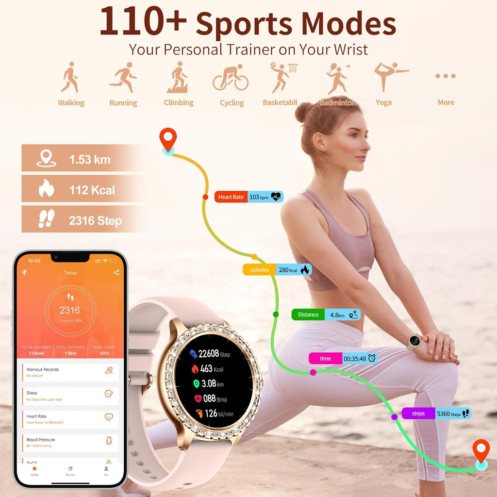 smart watches for women (answer/make call),120+ sport fitness on a desk or shelf