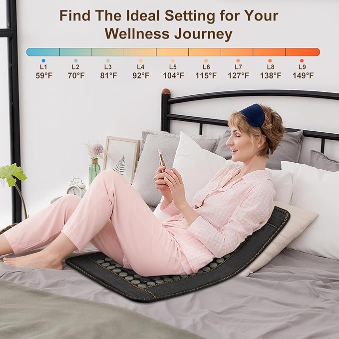 Infrared Heating Pad for Back, Large 76 Jade and 52 Tourmaline Heating Pad for