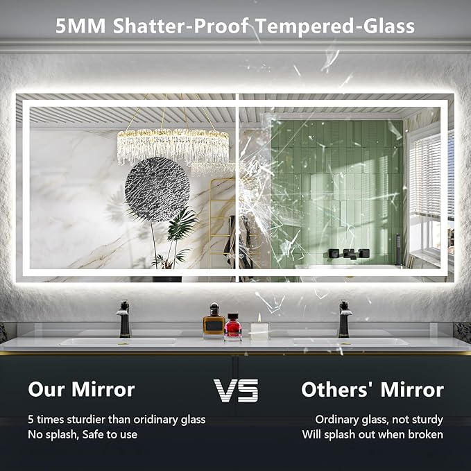 YEELAIT 88x38 Inch LED Bathroom Mirror