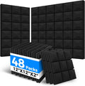 48 Pack Acoustic Panels 12 x 12 x 2 Inches, Sound Proof Foam Panels for Wall