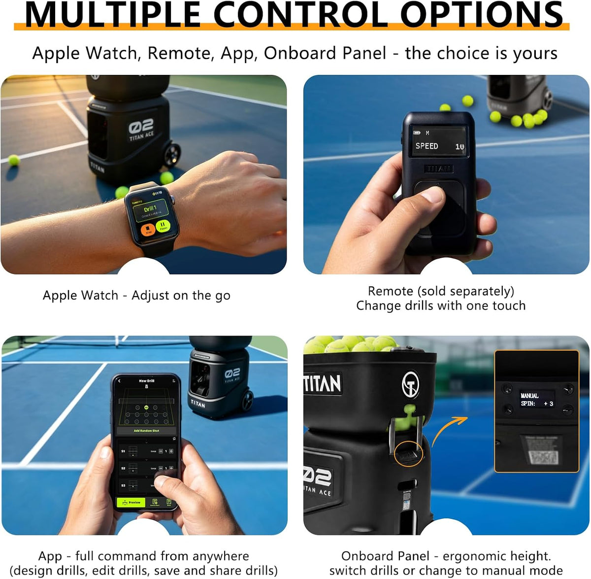 Titan ACE Tennis Ball Machine for Coaches & Mobile Players | 150 Ball Capacity, Lightweight 39 lb Design with Invertible Hopper, Free App Control