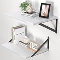 Heimlove White Deep Floating Shelves (Set of 2)