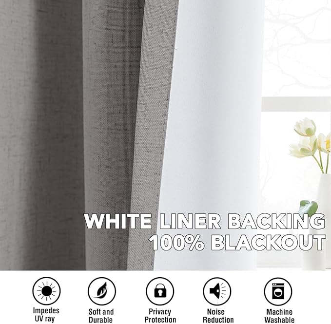 H.VERSAILTEX Linen Curtains 100% Blackout Curtains