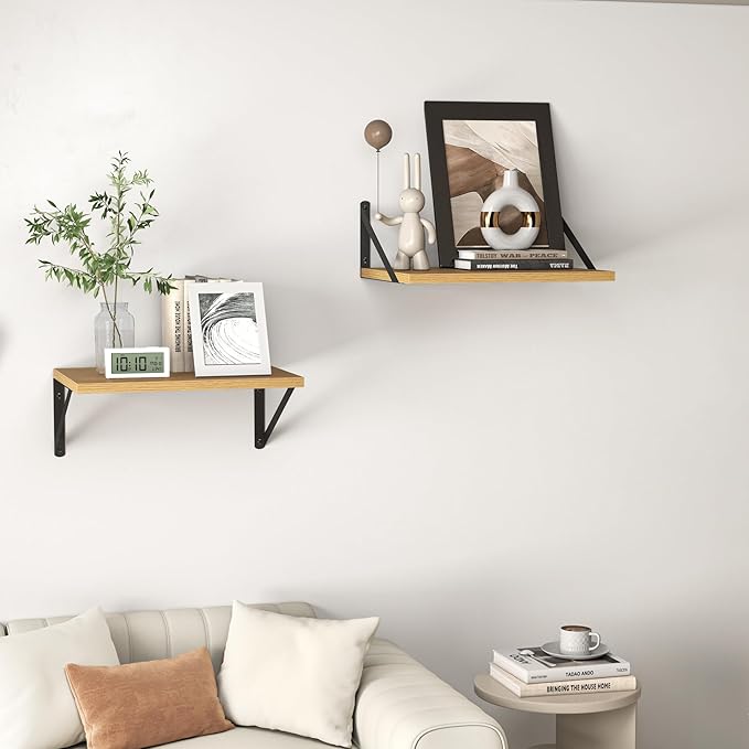 Heimlove 12 Inch Deep Floating Shelves (Set of 2)