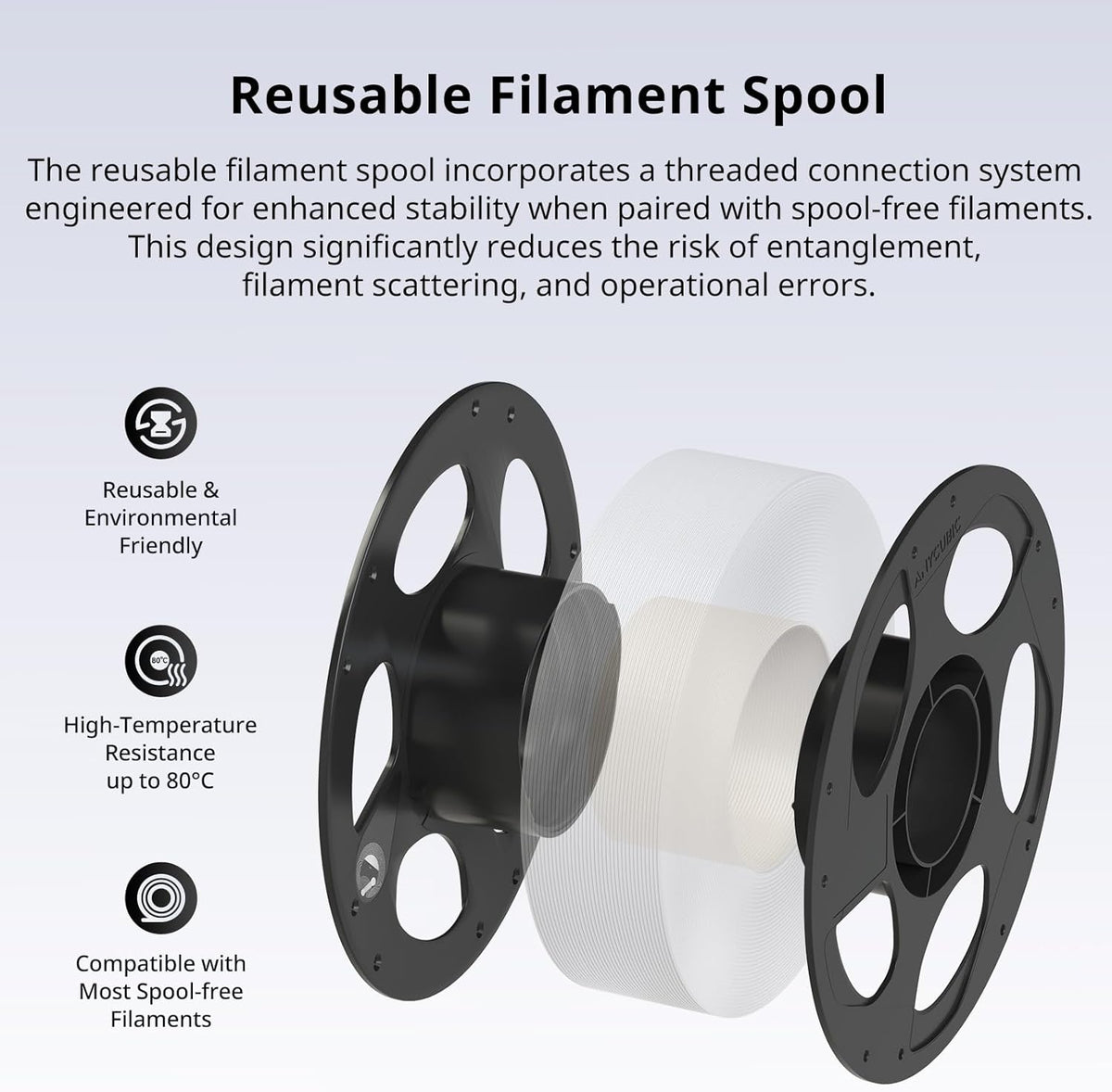 anycubic pla plus (pla+), 3d printer filament 1.75mm, front angle view