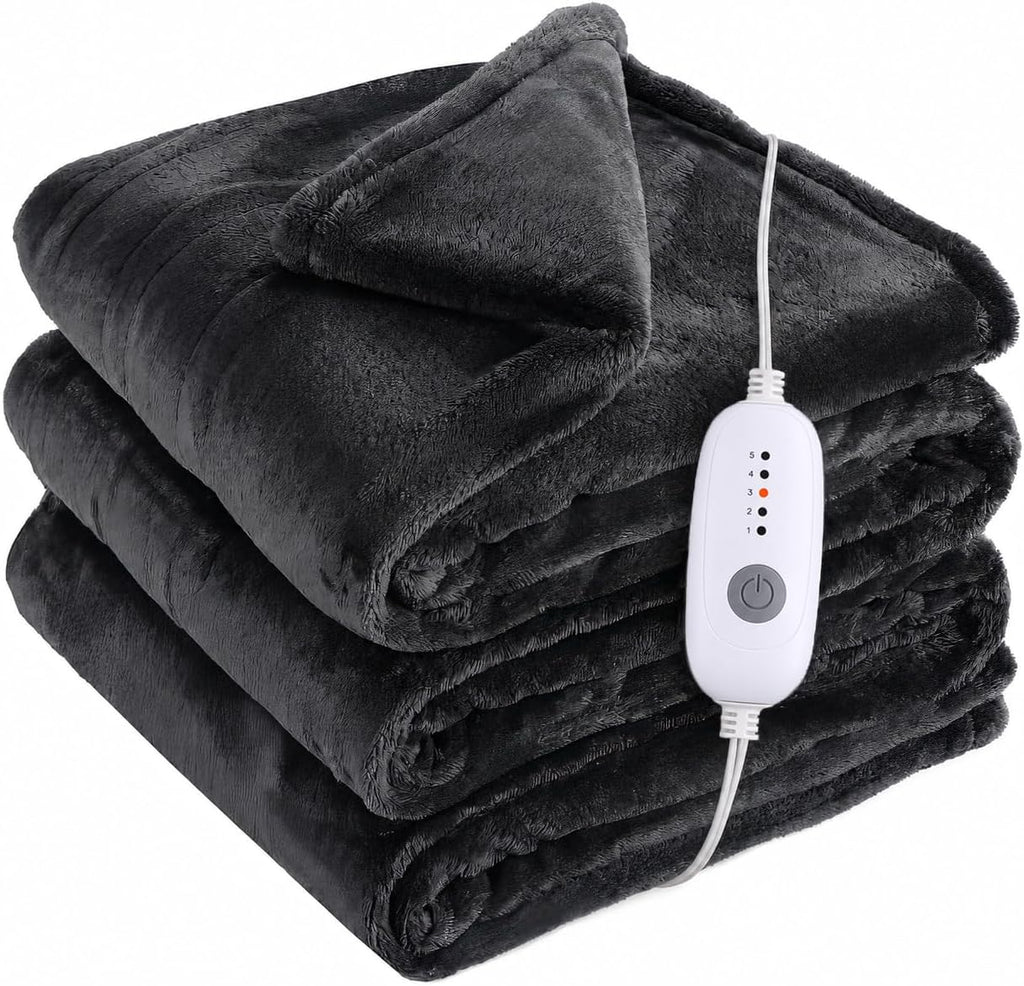 Eydna Electric Heated Blanket Full Size 72"x84",Fast Heating Throw, Soft Plush Microplush for Bed & Couch, 10 Hours Auto Off & 5 Heating Levels, Machine Washable, Gifts for Womens & Family-Dark Gray