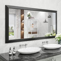 Amorho Bathroom Mirror Black, 60 X30 Inch Thick Metal Framed Wall Mirrors
