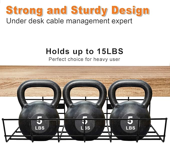 Under Desk Cable Management- 6 Pack Cord Organizer. Metal Wire Cable Management