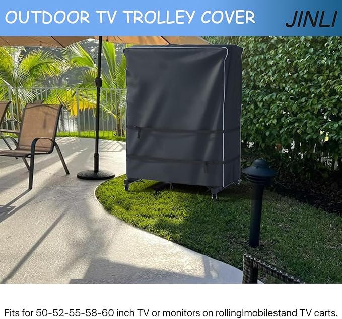 JINLI 55-60 inch outdoor TV trolley cover, courtyard TV cover, Oxford fabric