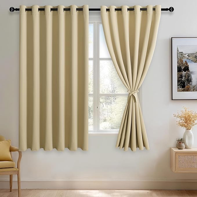 JIUZHEN Light Beige Blackout Curtains