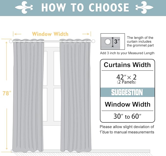 ChrisDowa 100% Blackout Curtains 78 inch Long