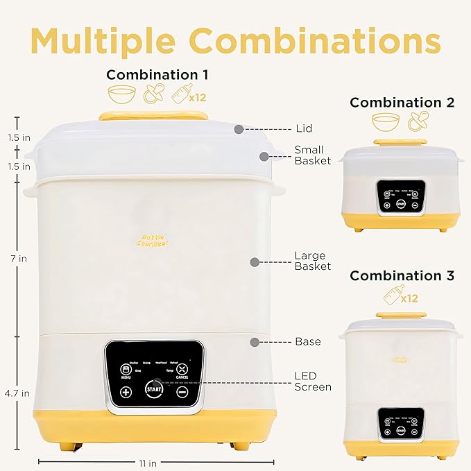 6-in-1 Electric Bottle Sterilizer and Dryer, Use as Baby Bottle Warmer