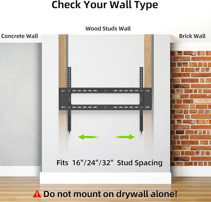 USX MOUNT Fixed TV Wall Mount for 65-120 inch Flat TVs up to 220 Lbs, Low