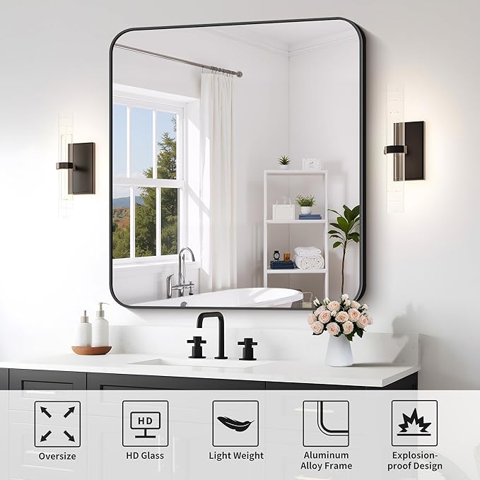 FORBATH Bathroom Mirror 36x40 Inch, Large Rectangular Wall Mirror