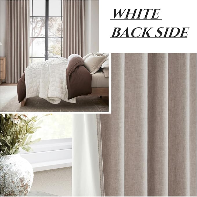 Extra Long Faux Linen Curtains 132 Inches Long
