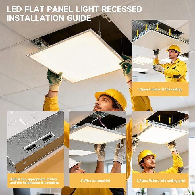 4 Pack 2x4 LED Flat Panel Light Drop Ceiling Office Fixture, Surface Mount Drop