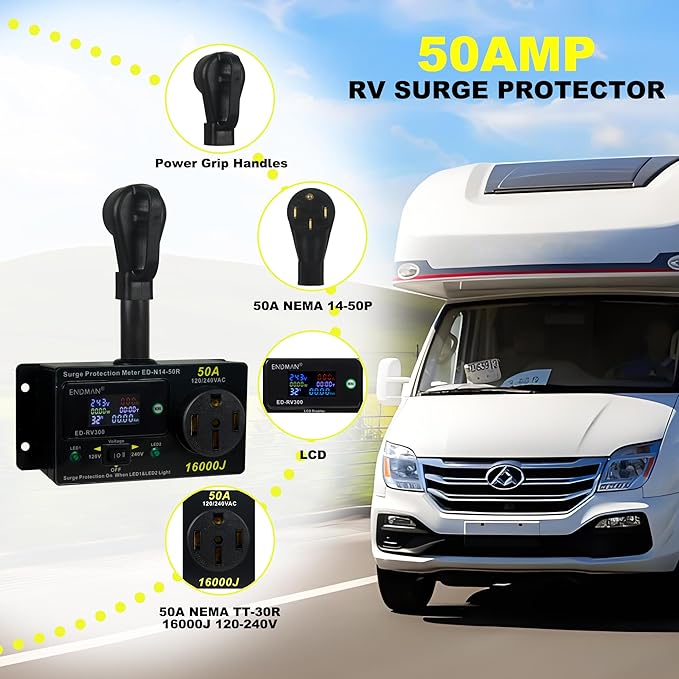 50 Amp RV Surge Protector with kWh Energy Monitor