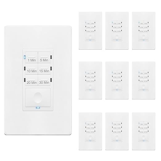 ENERLITES Light Switch Timer, for Bathroom Exhaust Fans, 1-5-10-15-20-30 Min (10 Pack)