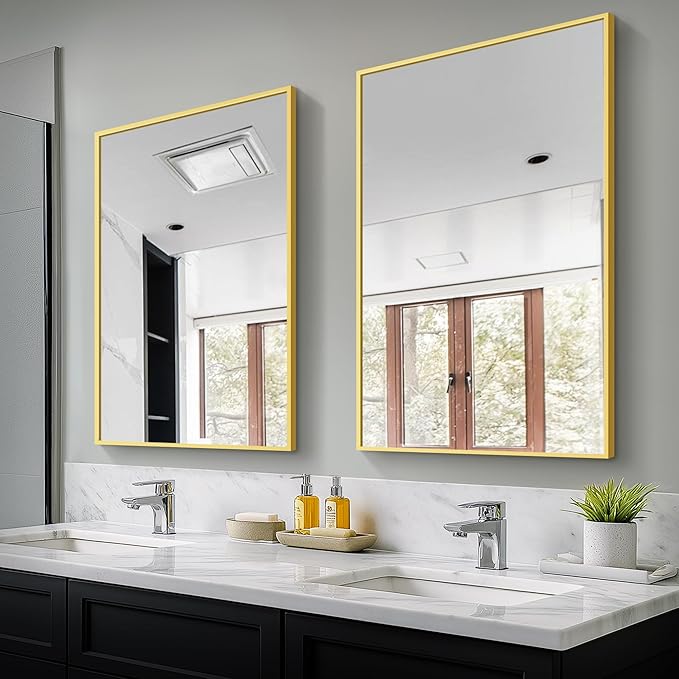 Bathroom Vanity Mirror for Wall, 2 Pack 36" x 24" Metal Framed Rectangular