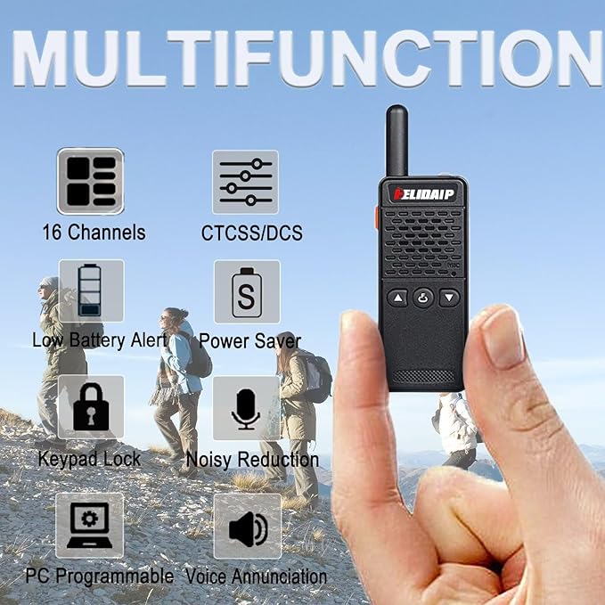 ELIDAIP T-M2 Ultra Mini Walkie Talkies, Rechargeable Two Way Radios Long Range (2 Pack)