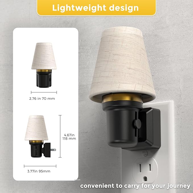 L LOHAS LED Night Lights Plug into Wall, 2 Pack Linen Fabric Round Platform